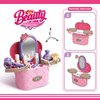 Kids Girls Dress up Toy Simulation Mini Makeup Table with Beauty Mirror, Portable Dressing Bag Pretend Play Toys