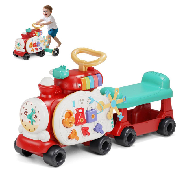 BBH5285877 Multifunction Educational Learning Ride on Train | Plastic Train Baby Walker | Musical Car Toy
