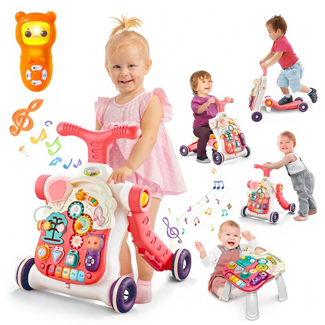 5 In1 Multifunctional Upgraded Push and Pull Toy Activity Table Board Stroller Scooter Baby Walkers 2026
